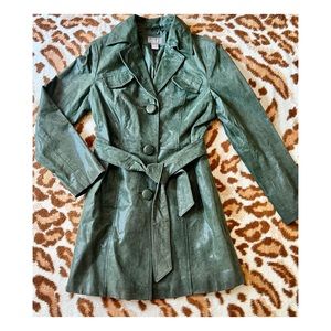 Kenar 100% Leather Parka Jacket with Wrap Belt